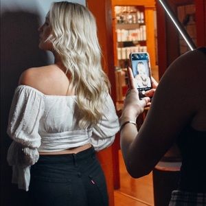 Étophe cropped off the shoulder top